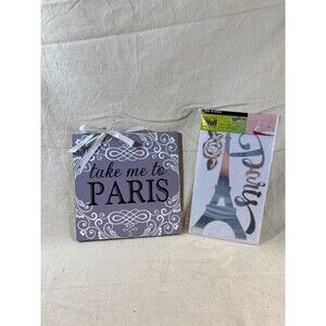 Meet Me In Paris Decor Bundle Mirror Wall Cutouts Purple Wall Hanging